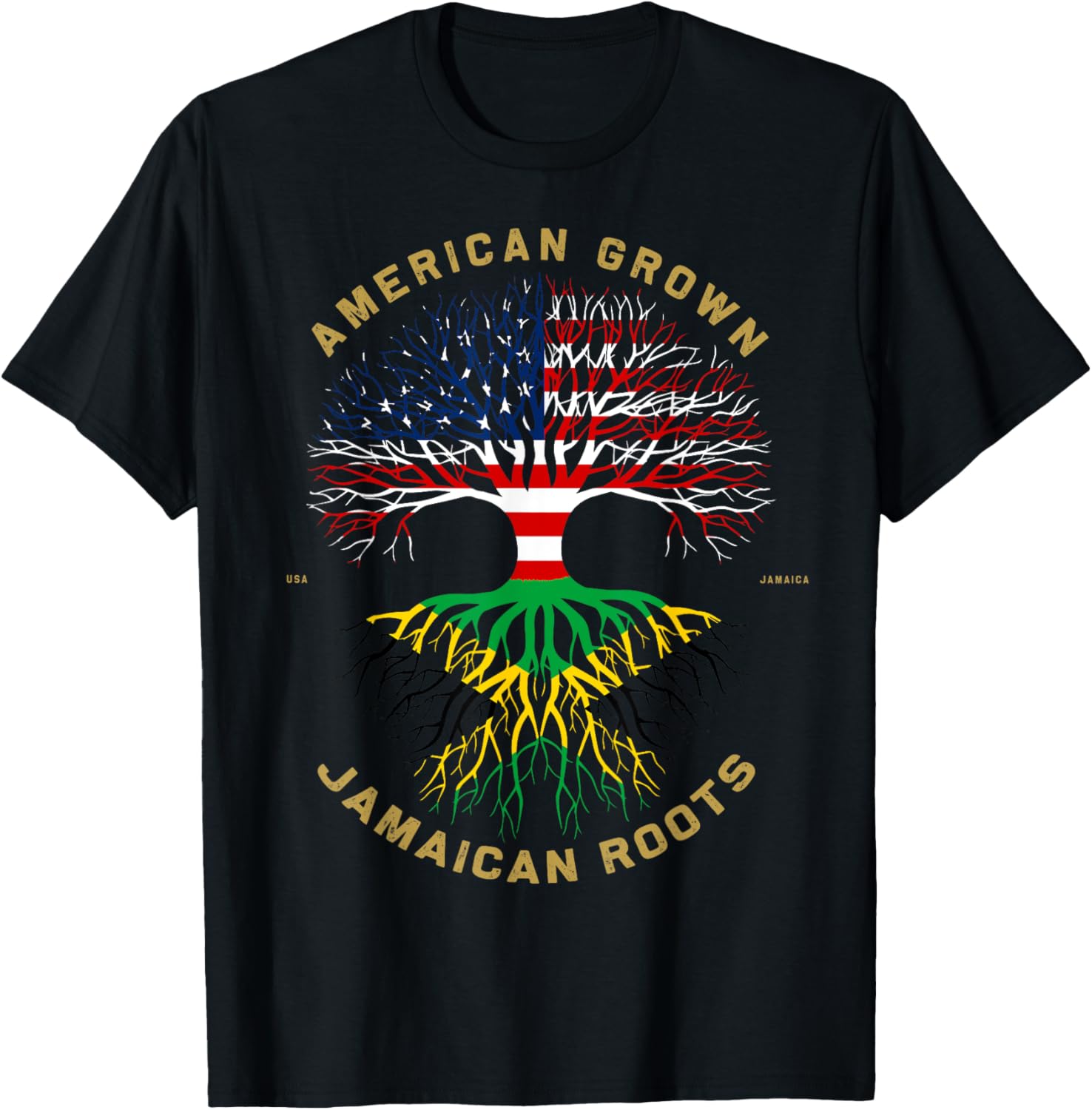 American Grown With Jamaican Roots Tree Vintage Usa Flag