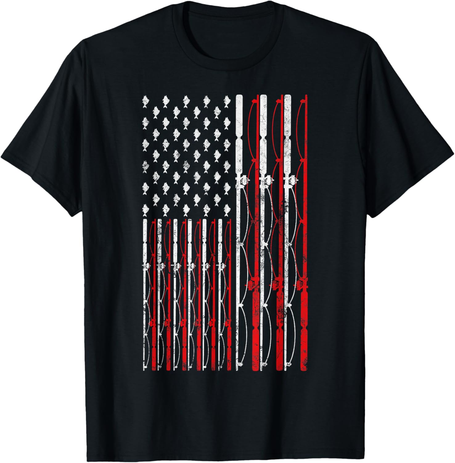 Fishing Rod American Flag Funny Vintage Fishing