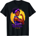 Lupus Warrior Afro Black Woman Wear Purple Ribbon Awareness