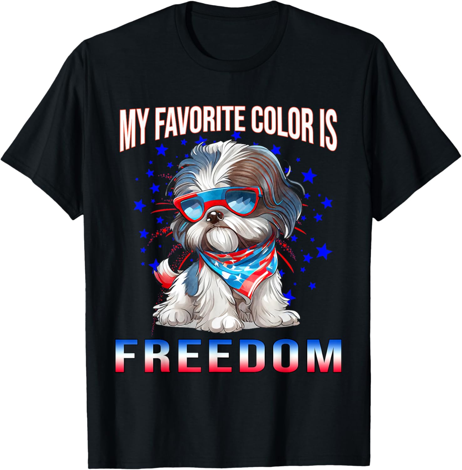 Shihtzu Dog American Flag Patriotic 4Th Of July