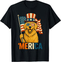 Golden Retriever Merica American Flag Patriotic 4Th Of July