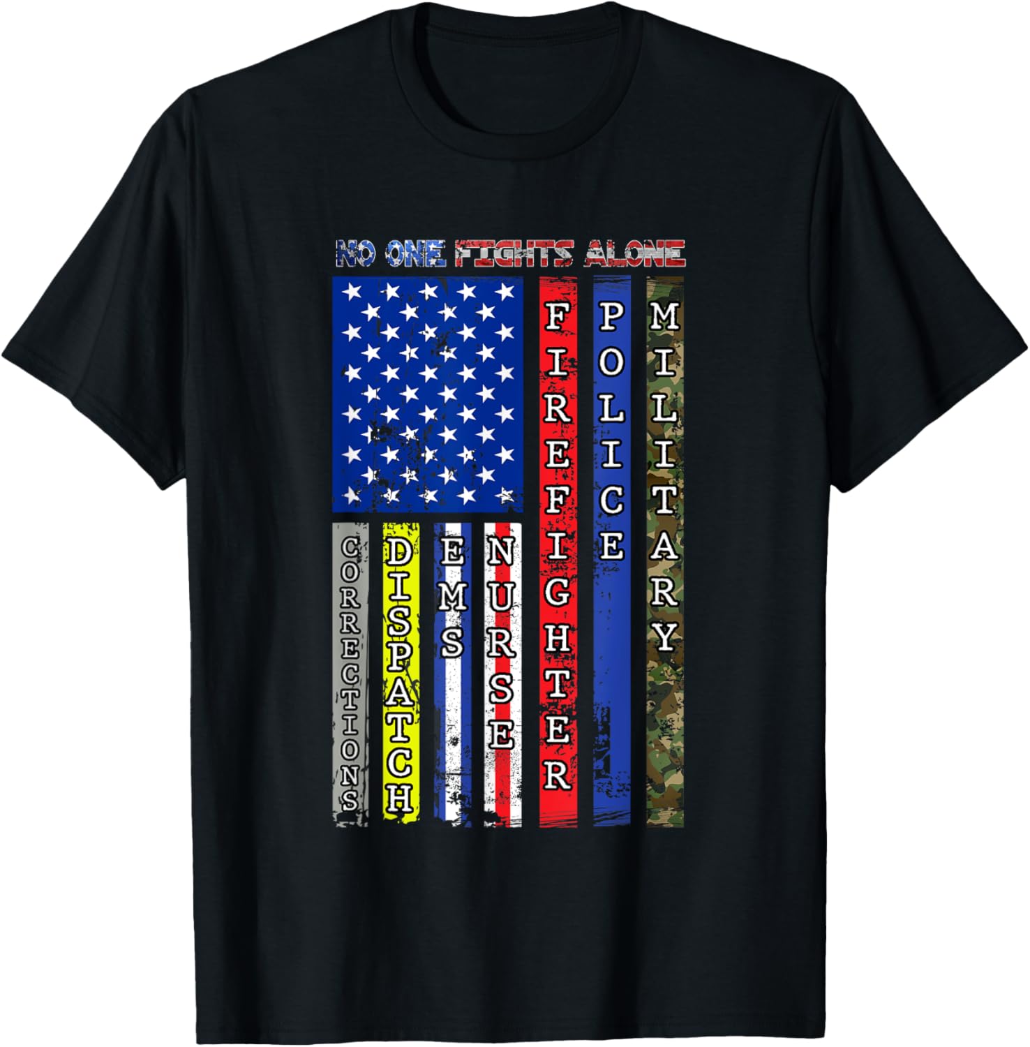 No One Military Fights Alone Patriotic Usa Flag 4Th Of July
