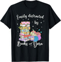 Funny Yarn Quote Easily Distracted by Books and Yarn Reader