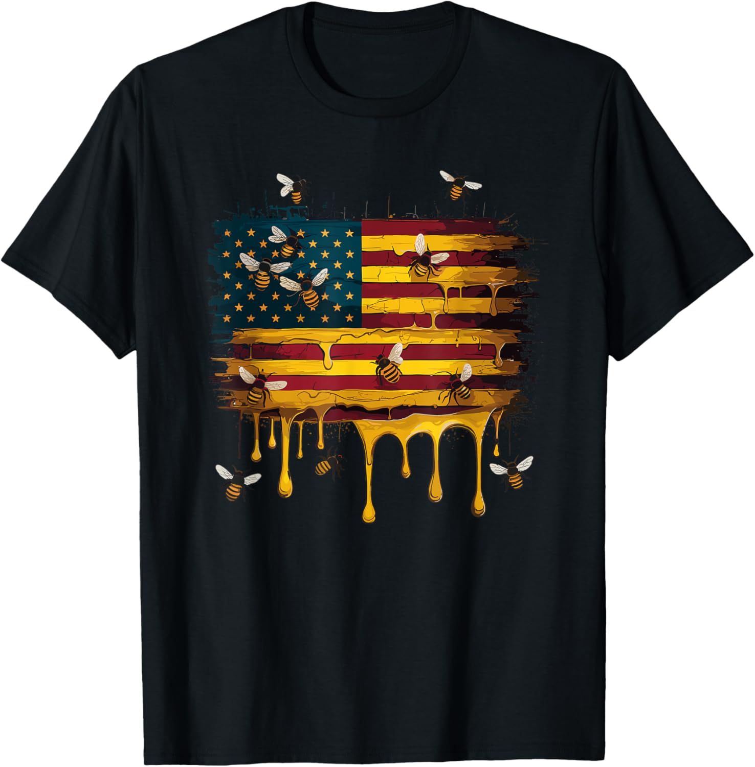 American Flag Dripping Honeybee Patriotic Beekeeper Bees