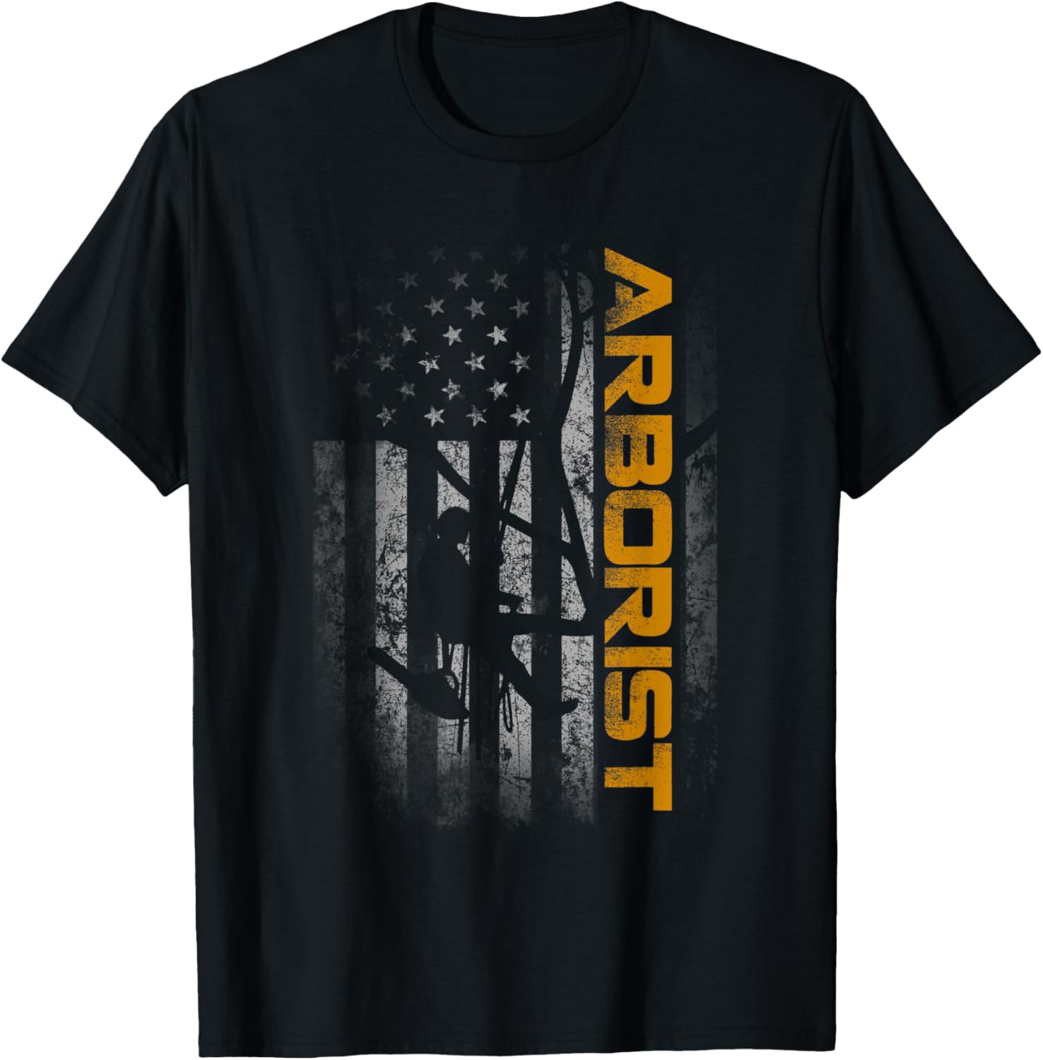 Vintage Arborist Men Lumberjack Patriot American Flag