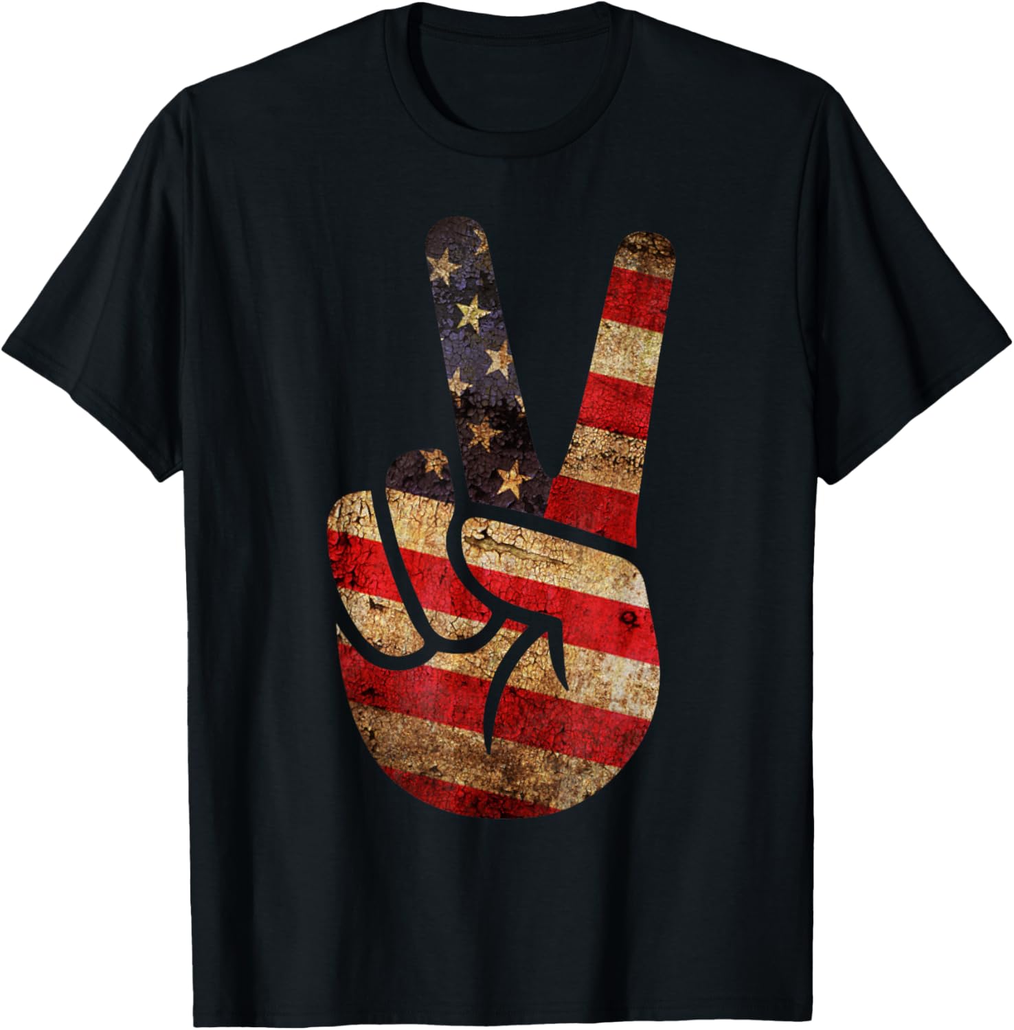 Vintage Us American Flag Peace Sign Hand 4Th Of July