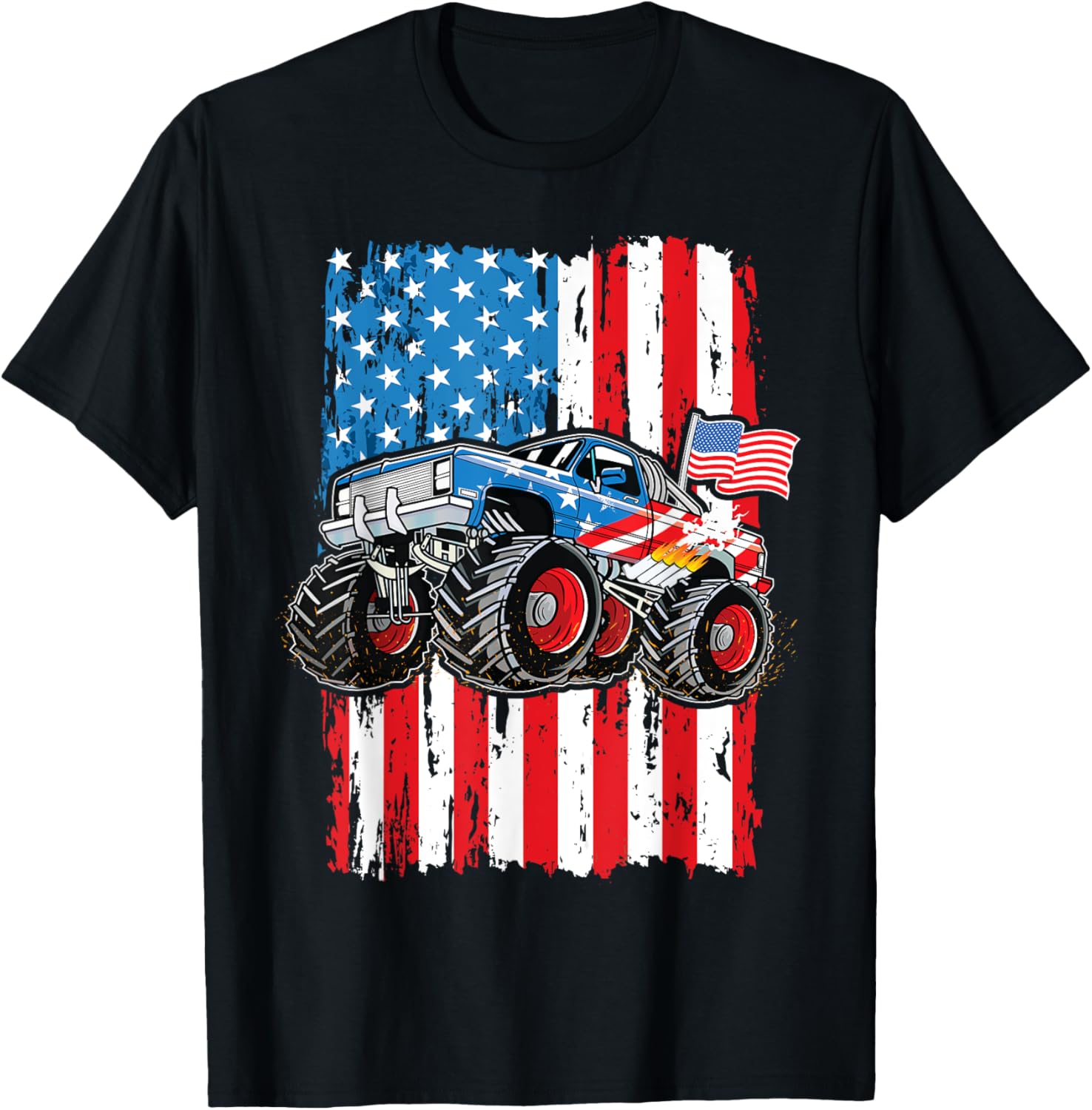 Monster Truck Usa Flag Patriotic Boys Men 4Th Of July
