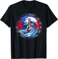 Surfing Skeleton American Flag Usa Funny 4Th Of July