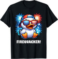 4Th Of July Firequacker Duck American Flag Fireworks Graphic