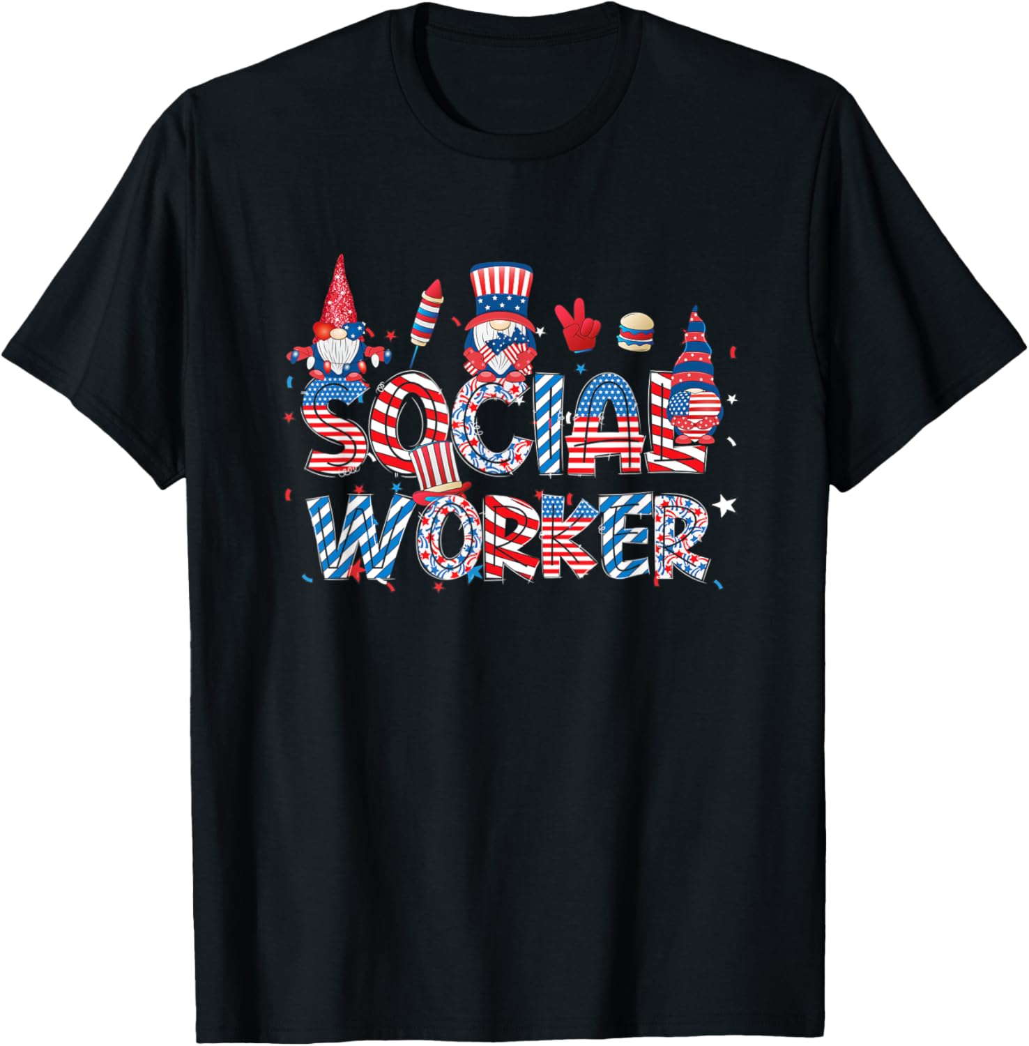 Funny Gnomies Social Worker American Flag 4Th Of July