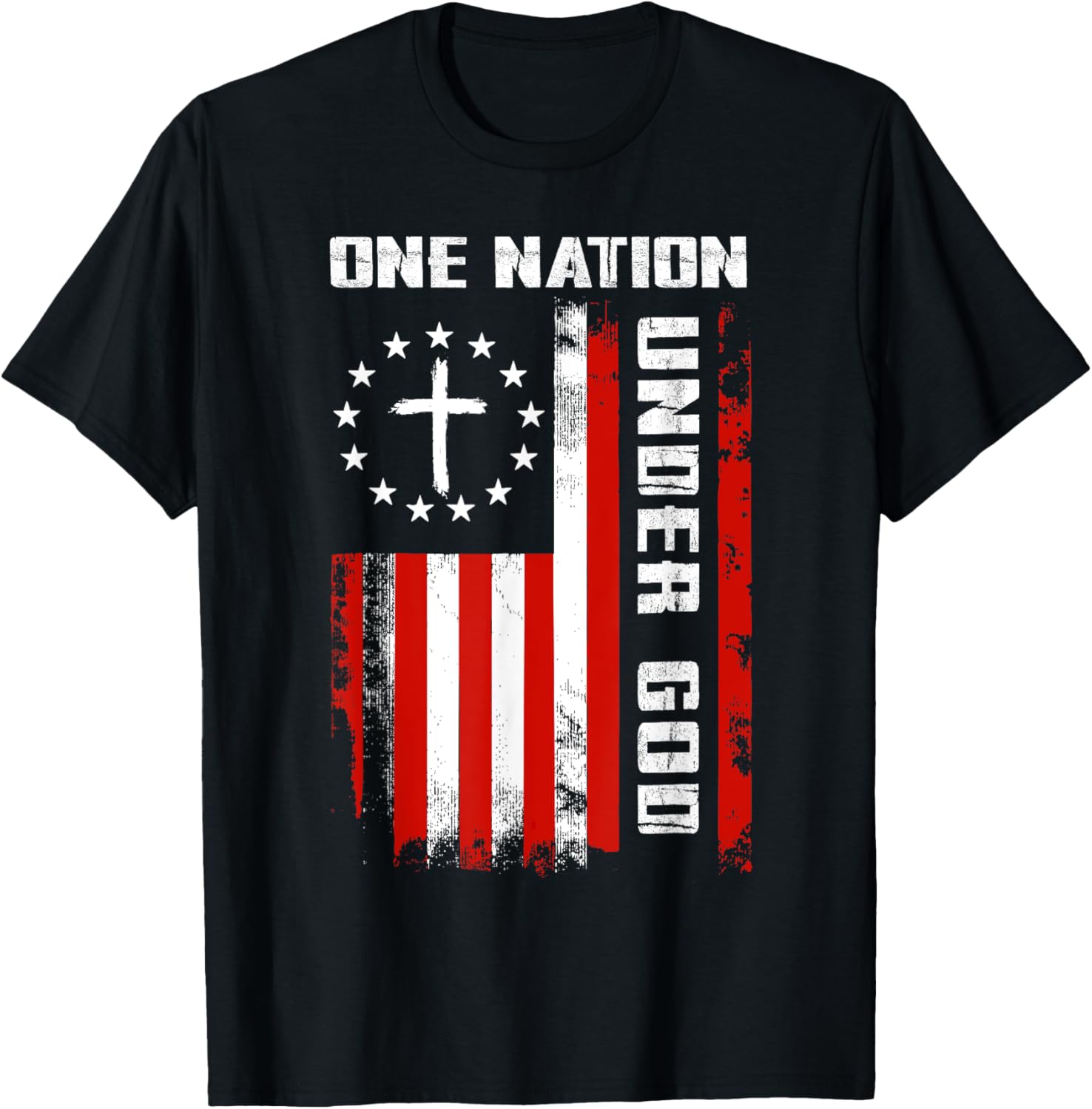 One Nation Under God American Flag Cross 4Th Of July