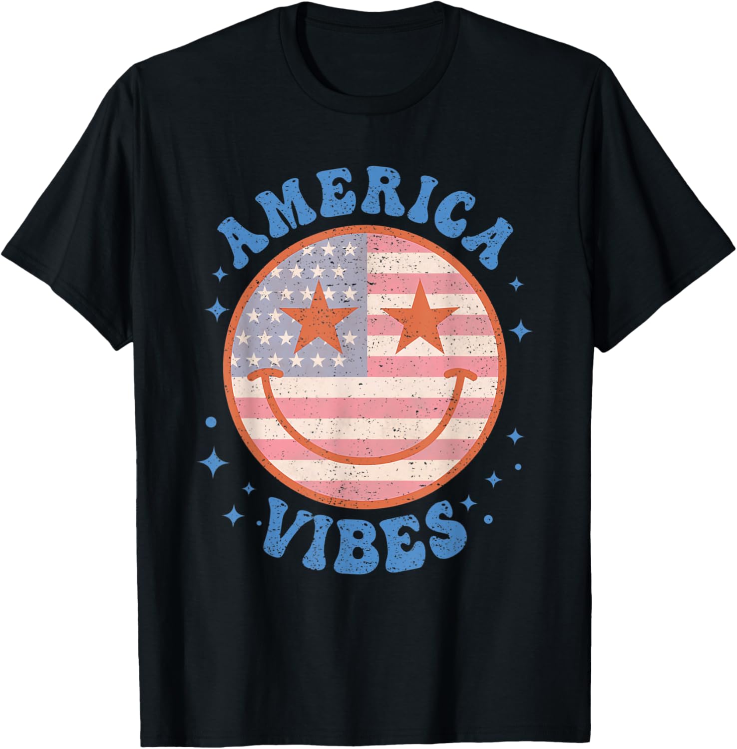 America Vibes Happy Face Smile American Flag 4Th Of July