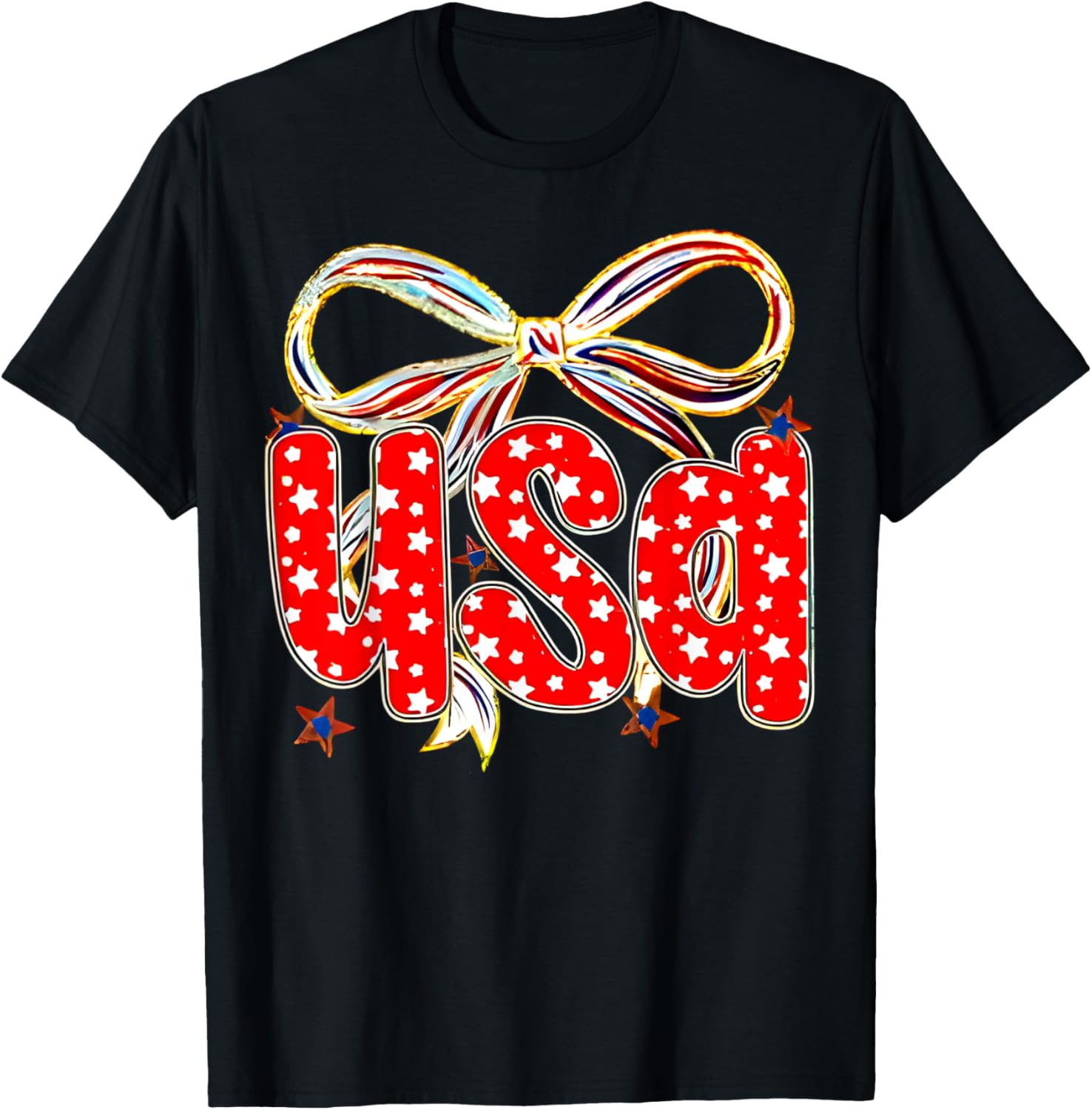 Usa Coquette Bow Patriotic 4Th Of July American Flag Womens