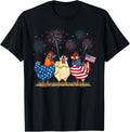 Patriotic Chicken Squad July 4th Humor American Flag Shirt for Women 49