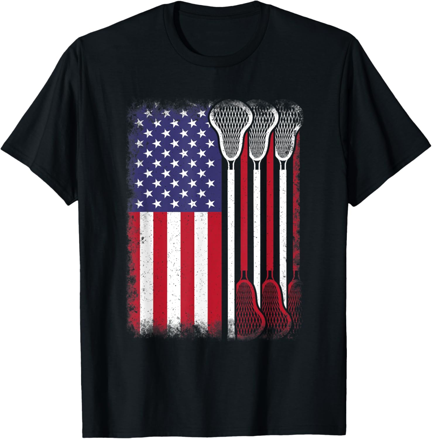 Lacrosse American Flag Vintage Lacrosse Player