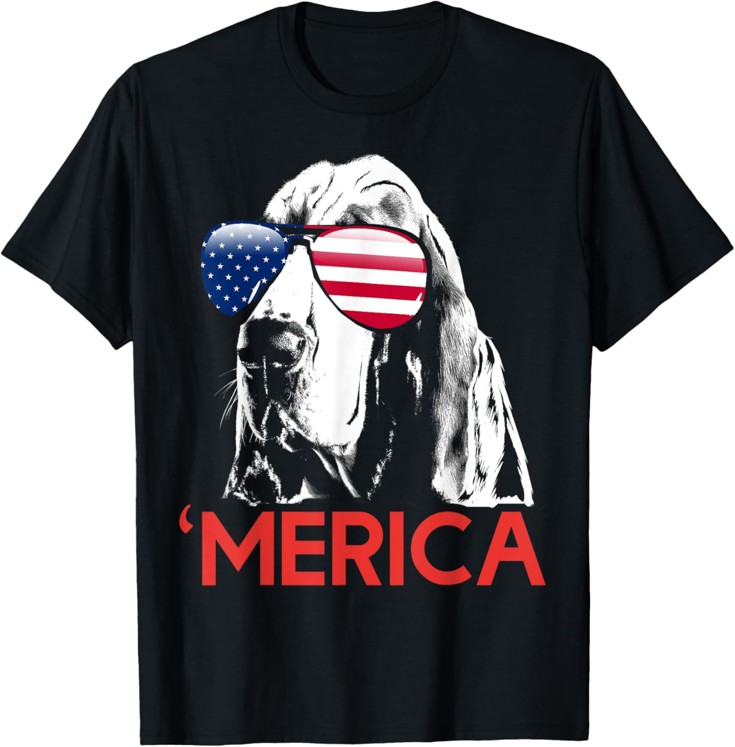 Merica Basset Hound American Flag 4Th Of July