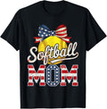 Softball Mom Coquette Bow Softball Usa Flag 4Th Of July