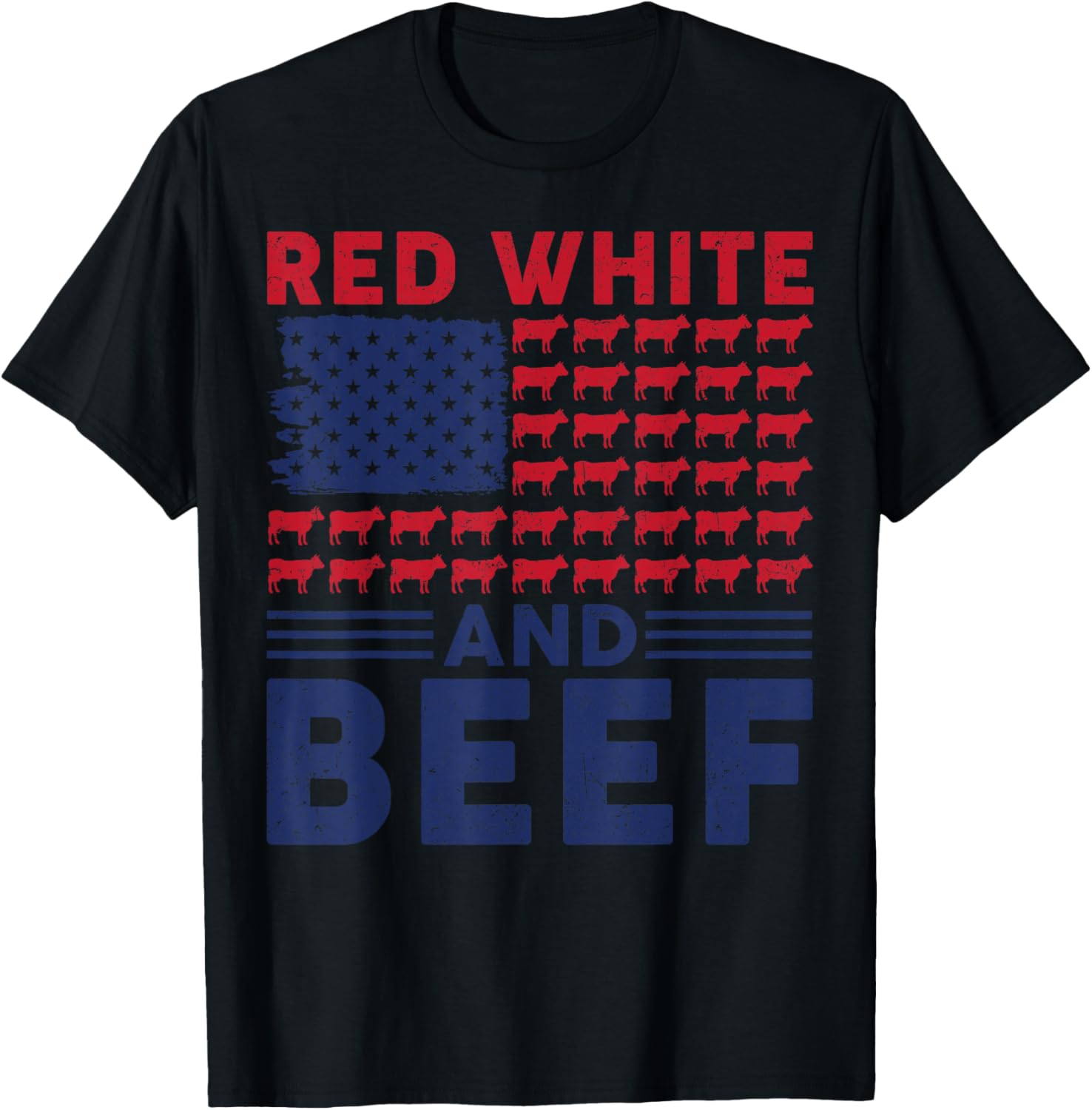 Red White And Beef 4Th Of July Cattle American Flag Cow