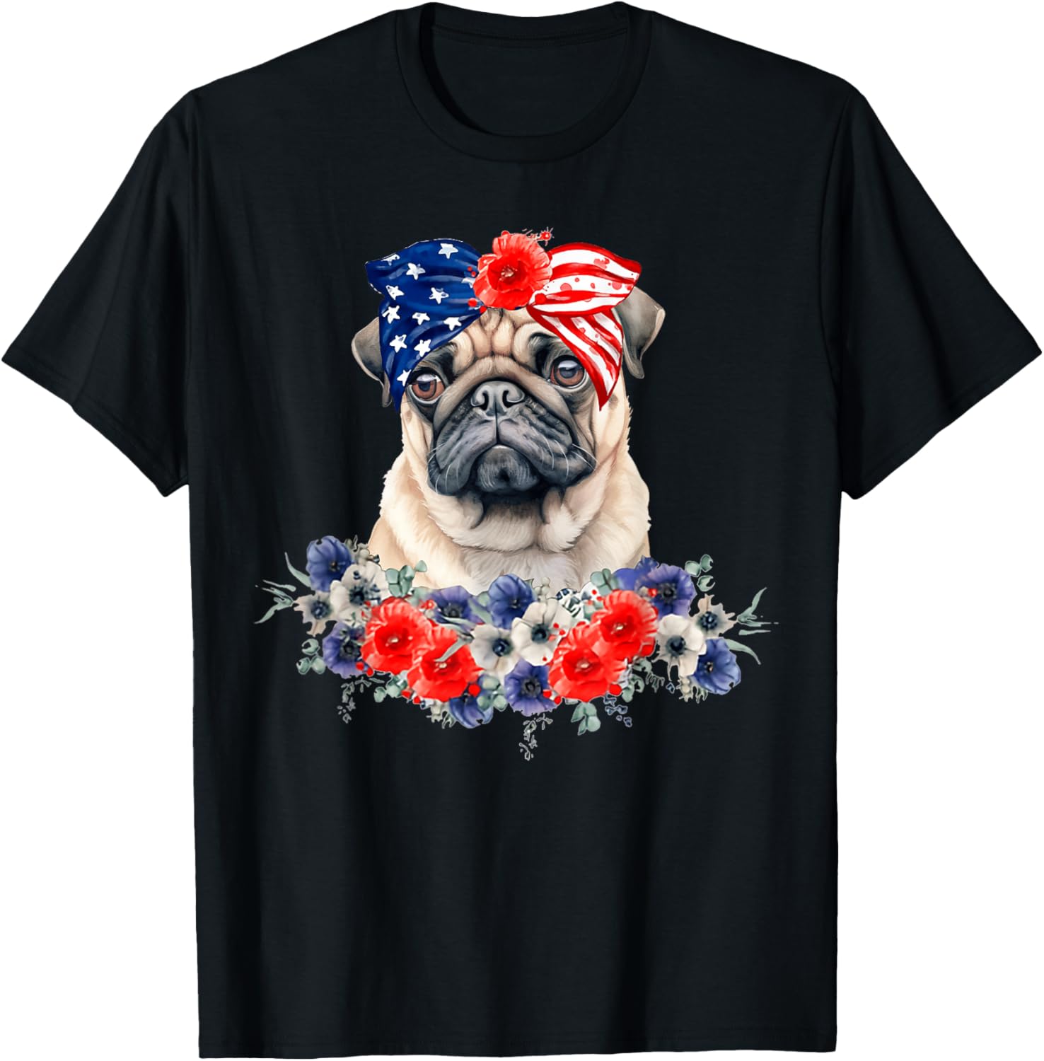 Pug Dog Bandana American Flag 4Th Of July