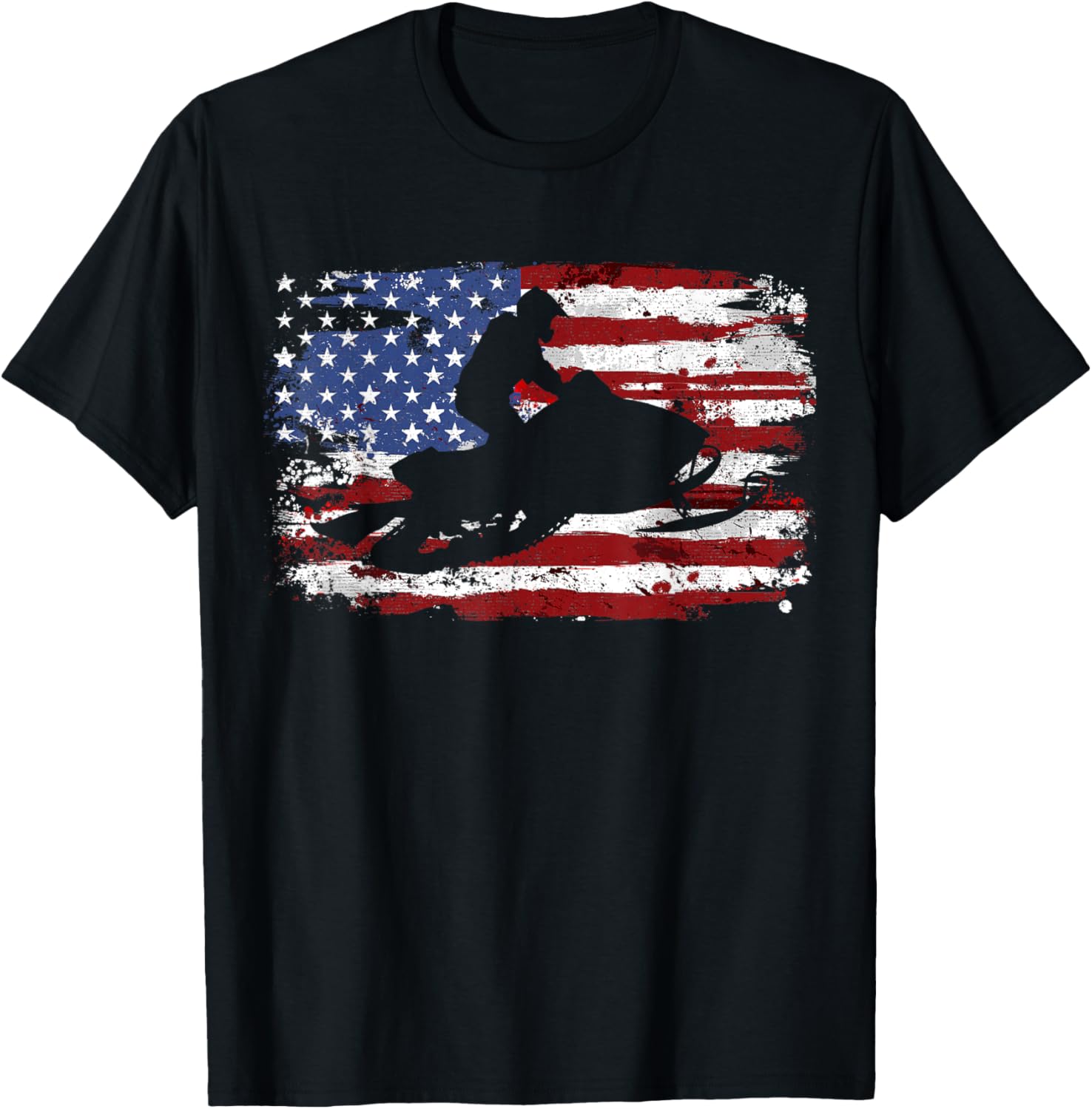 Snowmobile Vintage American Flag