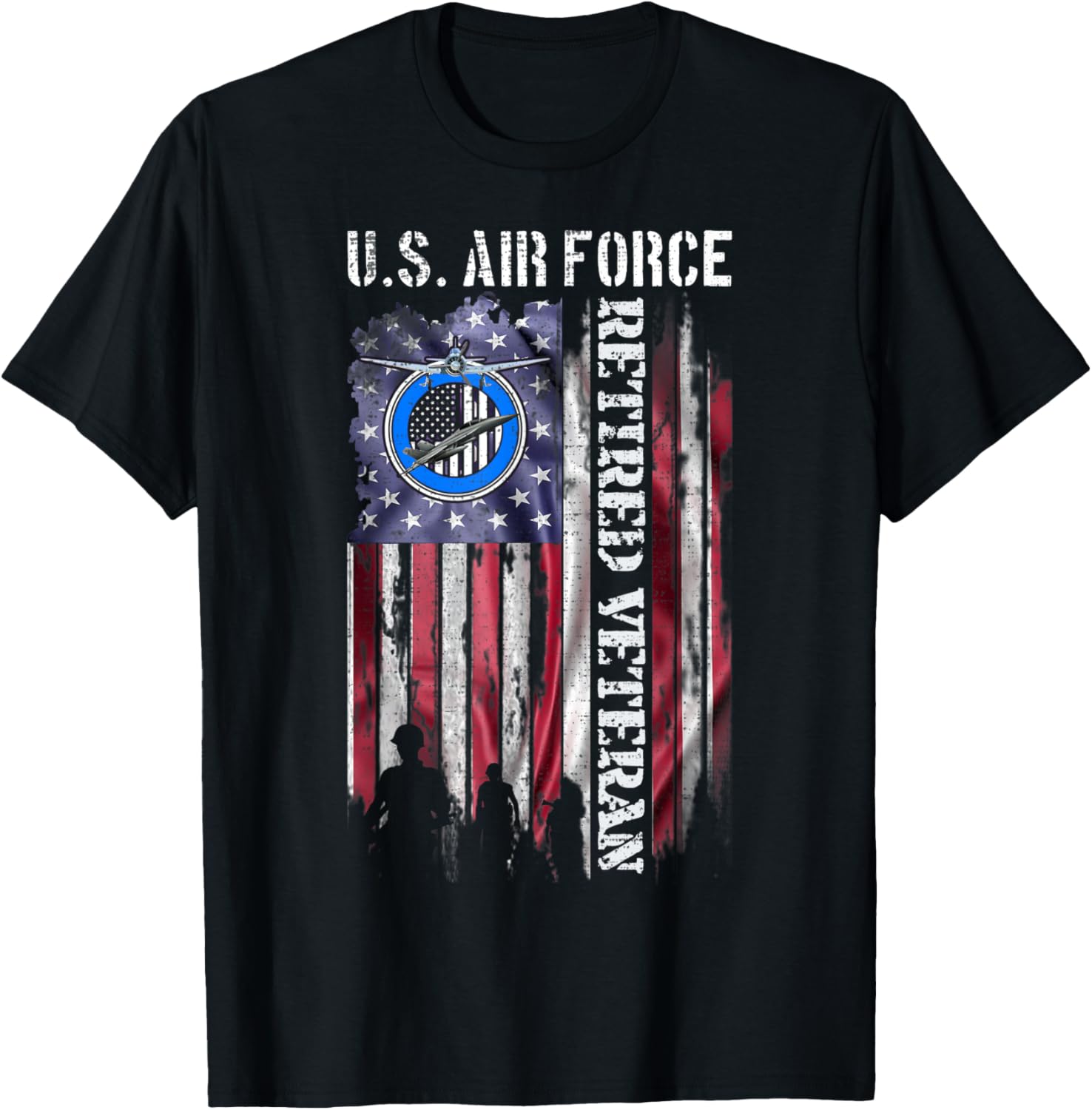 Vintage Usa American Flag Us Air Force Proud Retired Veteran