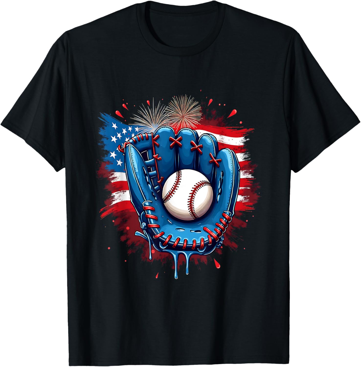 Baseball Glove Usa Flag Drip Style 4Th Of July Game Vibes
