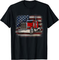 Trucker T Shirt American Flag And Big Rig
