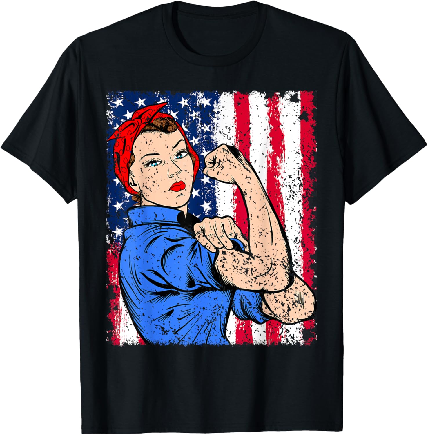 Rosie The Riveter Feminist Patriotic Usa Flag 4Th Of July