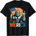 4Th Of July Bigfoot Merica Rock American Flag Patriotic