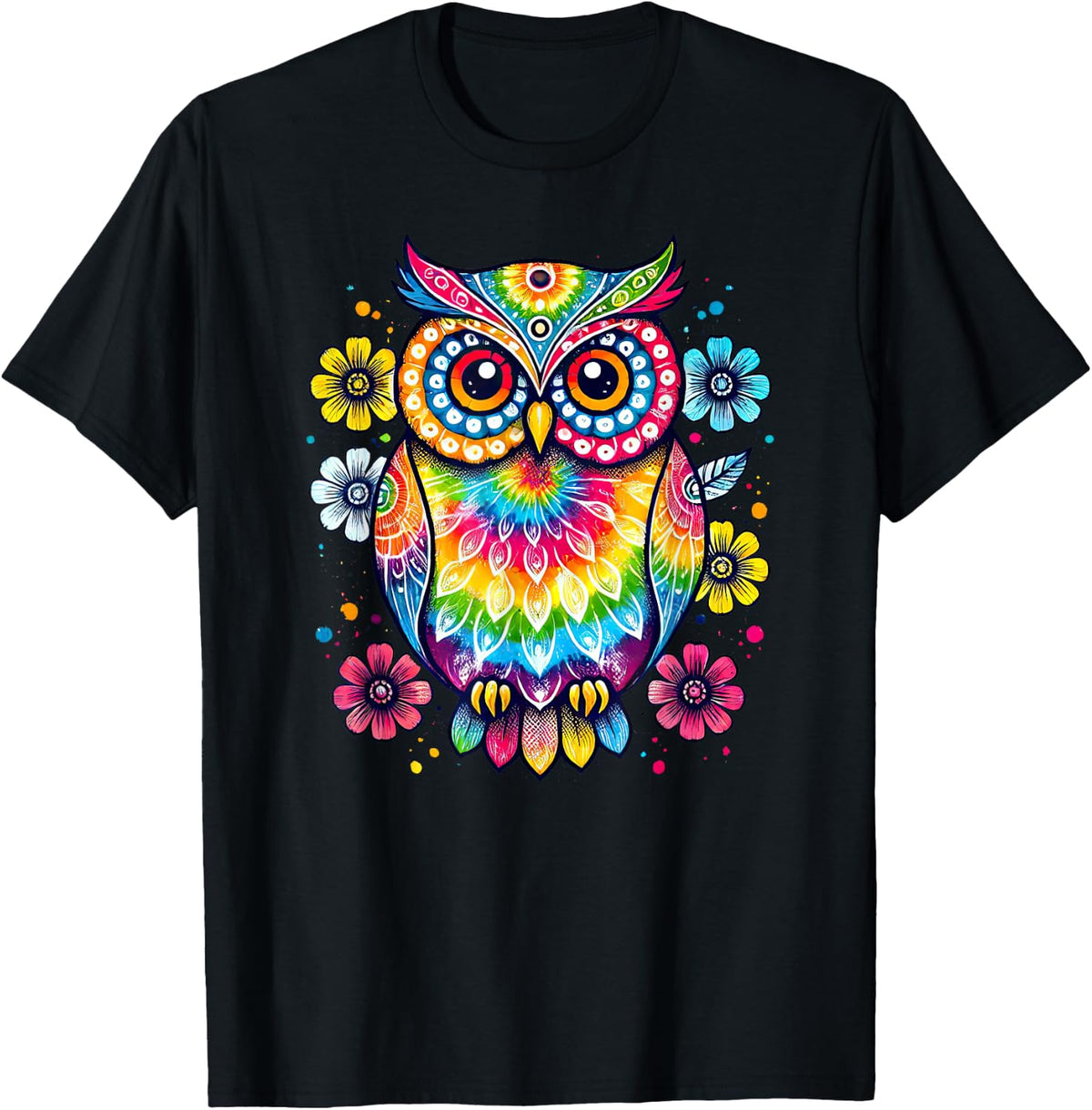 Owl Artwork Flower Colorful Tie Dye Lover Shirt for Men Women 152