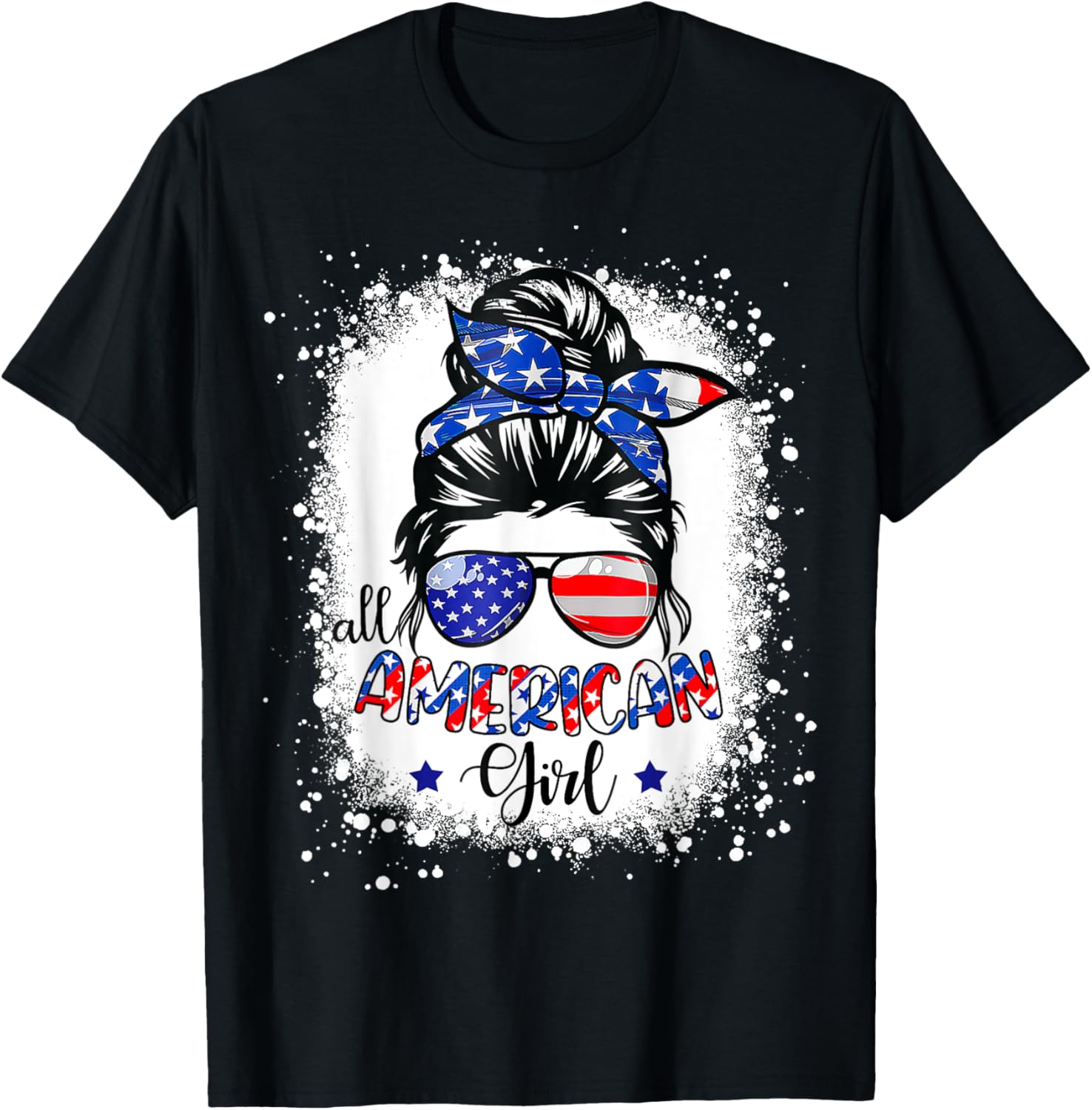 All American Girl Shirt Usa Flag 4Th July Women Kid Bleached