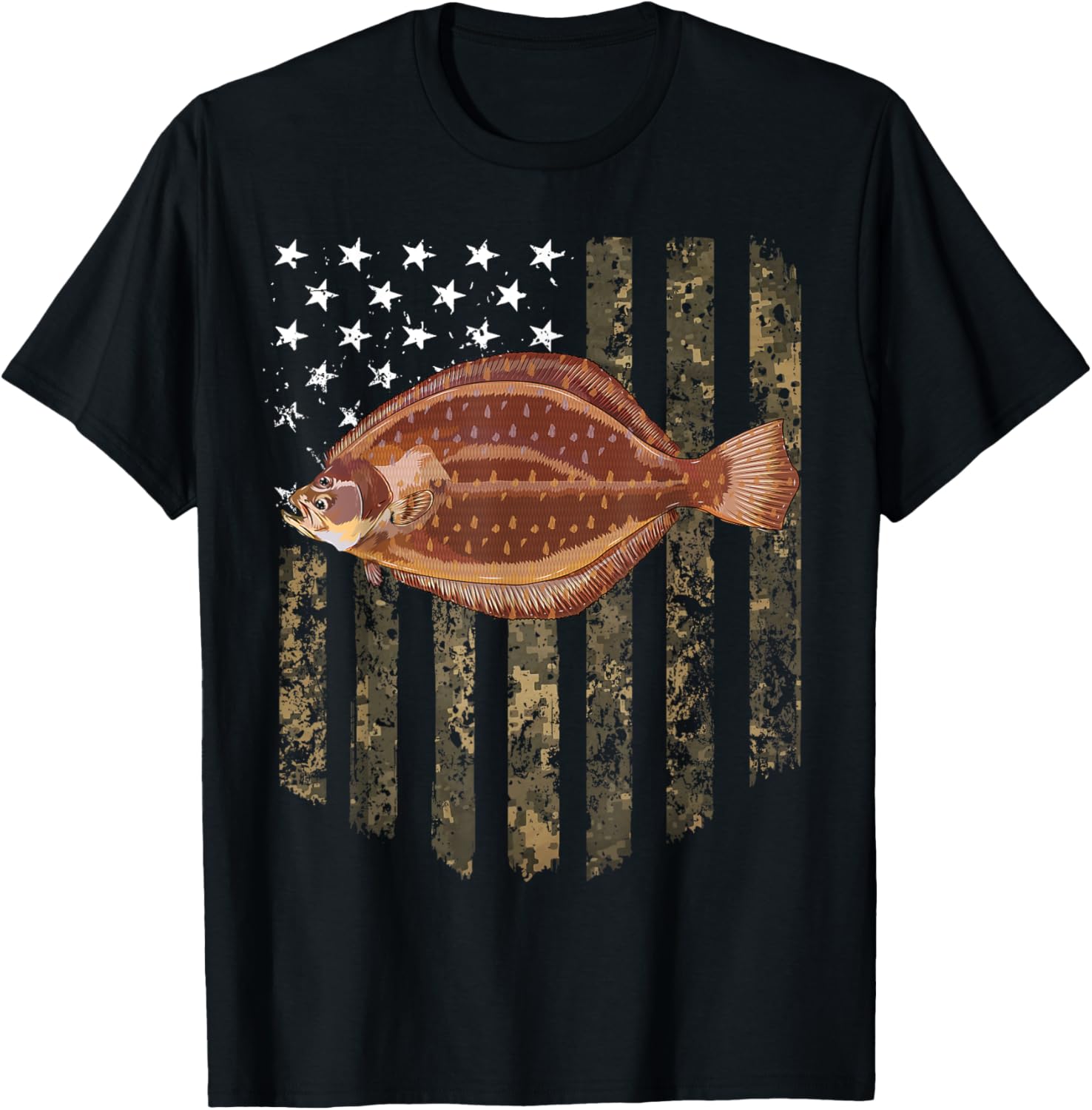 Camo American Flag Flounder Fishing 4Th Of July