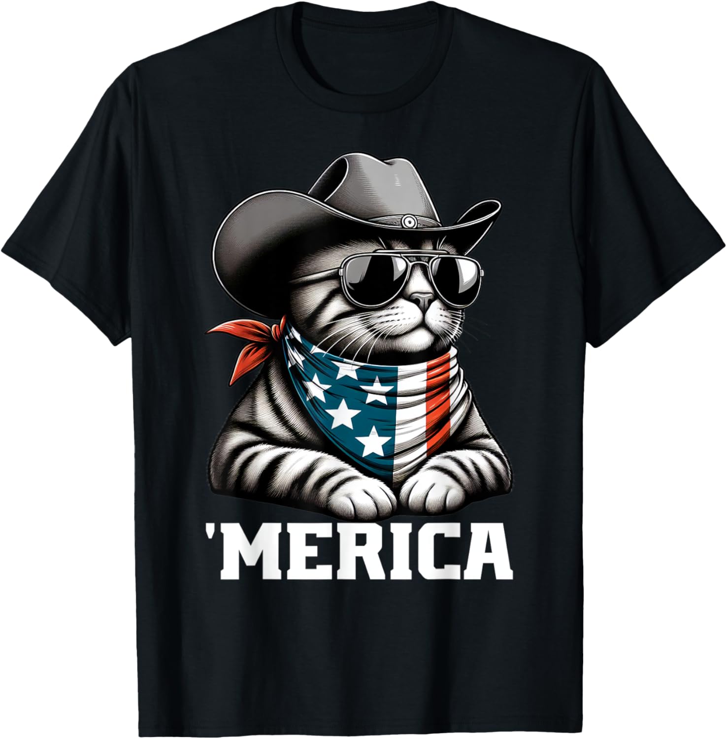 Merica Funny Cat American Flag Celebrate 4Th Of July