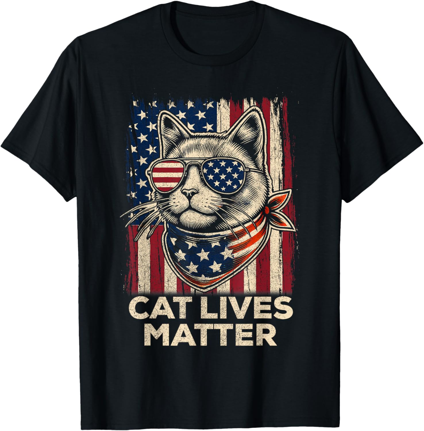 American Flag Glasses Cat Lives Matter Trump 2024 Trump Cat