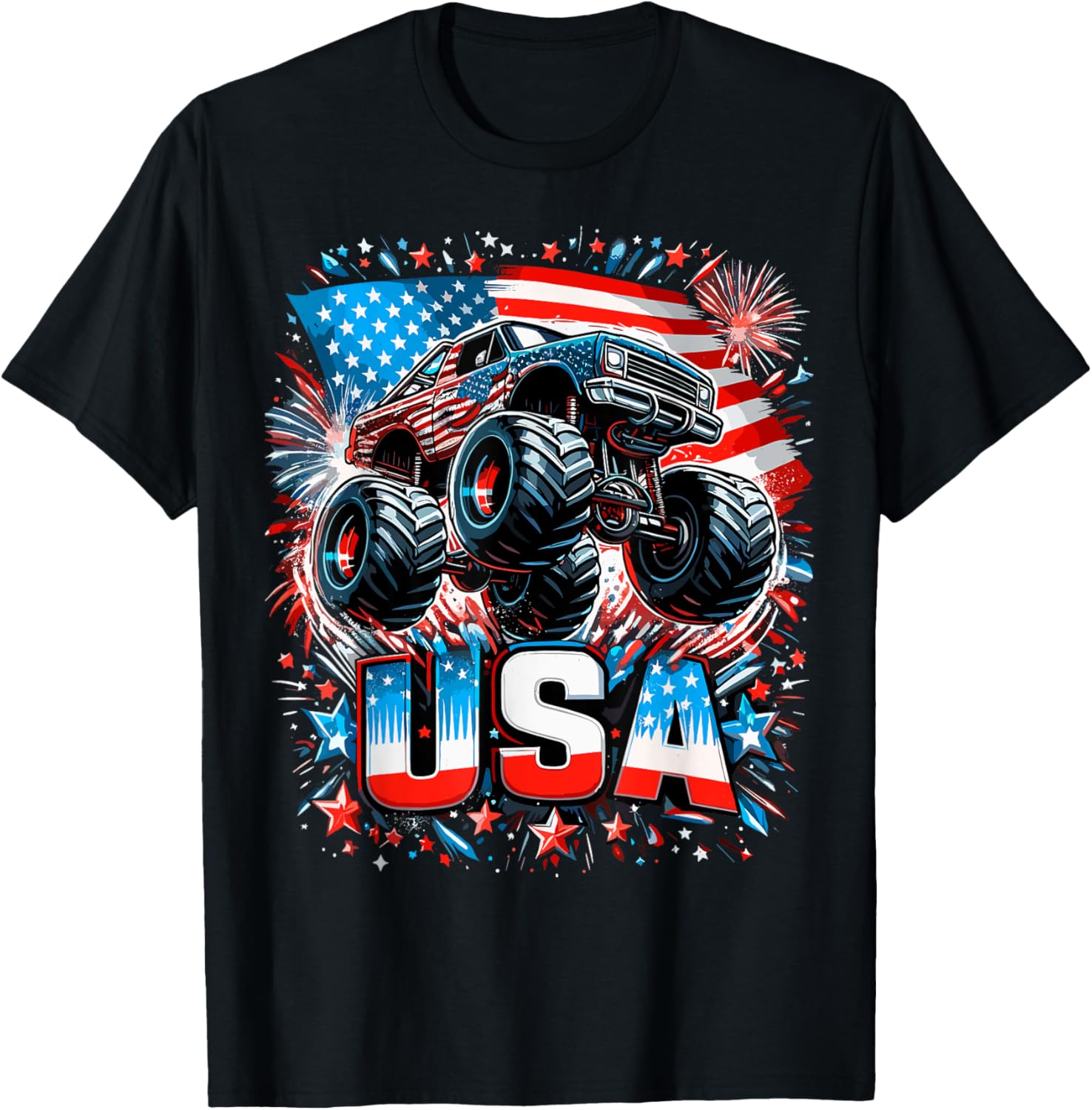 Monster Truck Usa American Flag 4Th Of July