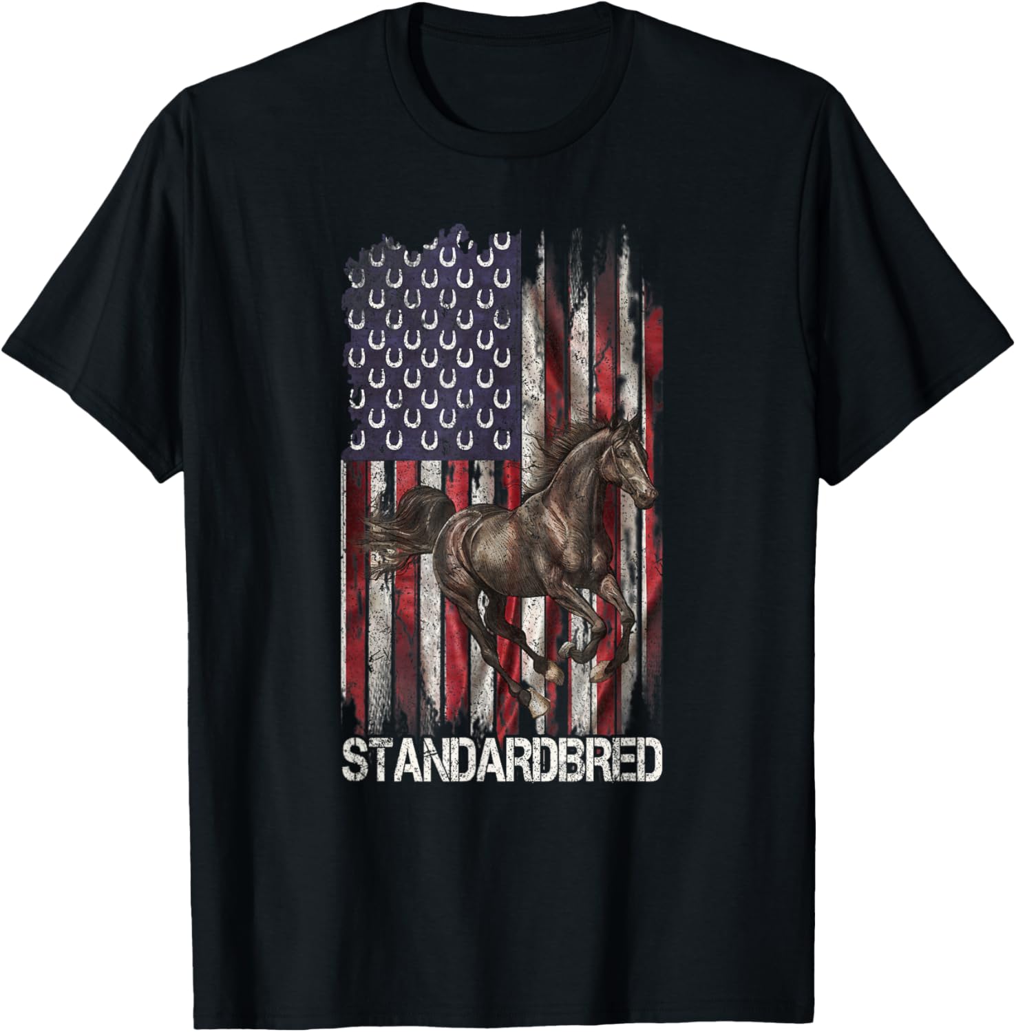 Vintage Usa Flag Standardbred Horse Lover Horseback Riding
