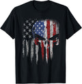 4Th Of July Shirt For Women Men American Flag Skull Skeleton