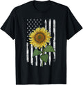Distressed Usa Flag American Flag Yellow Sunflower Summer