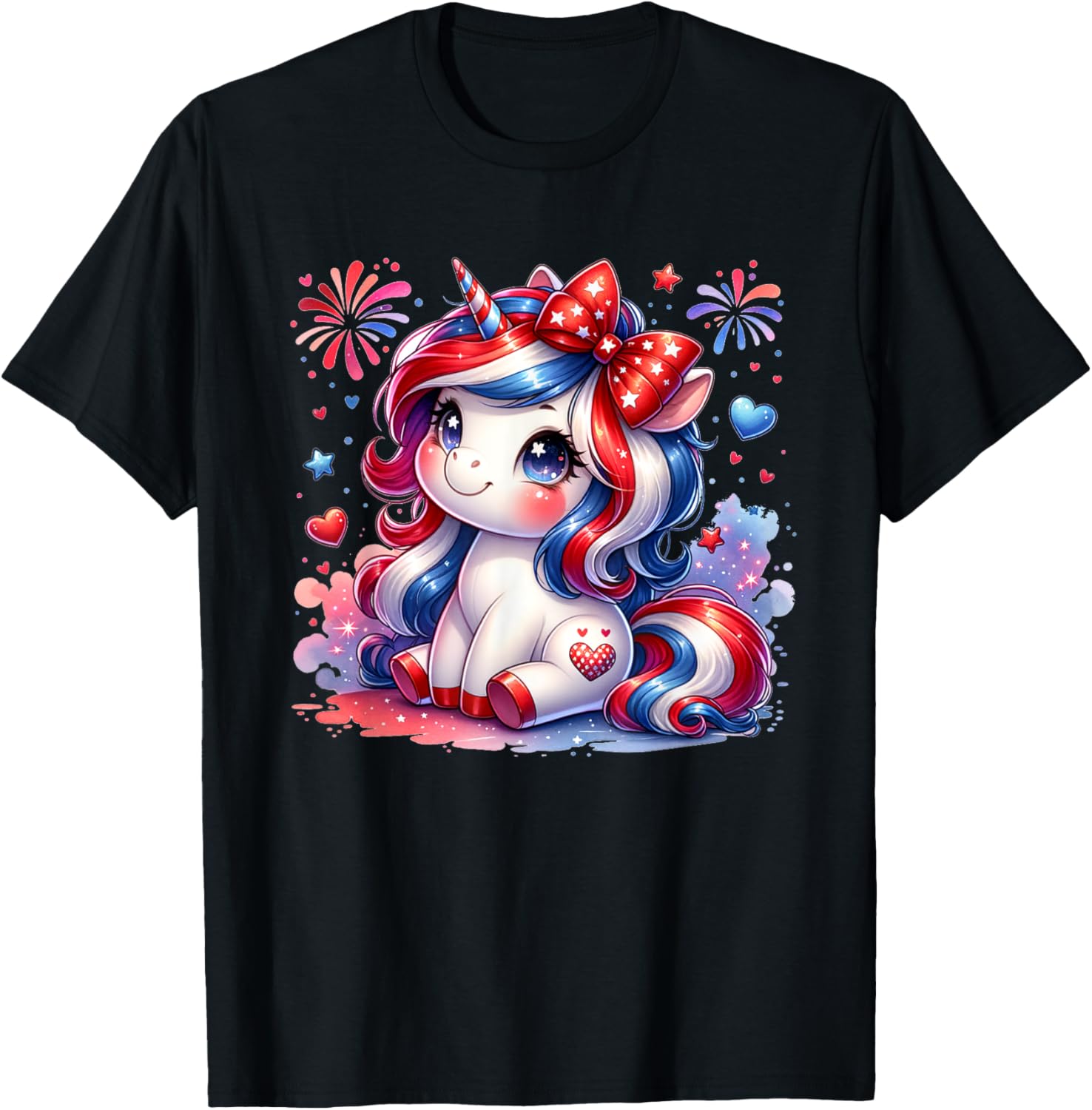 Cute Unicorn 4Th Of July Girls Kids American Flag Usa Girls