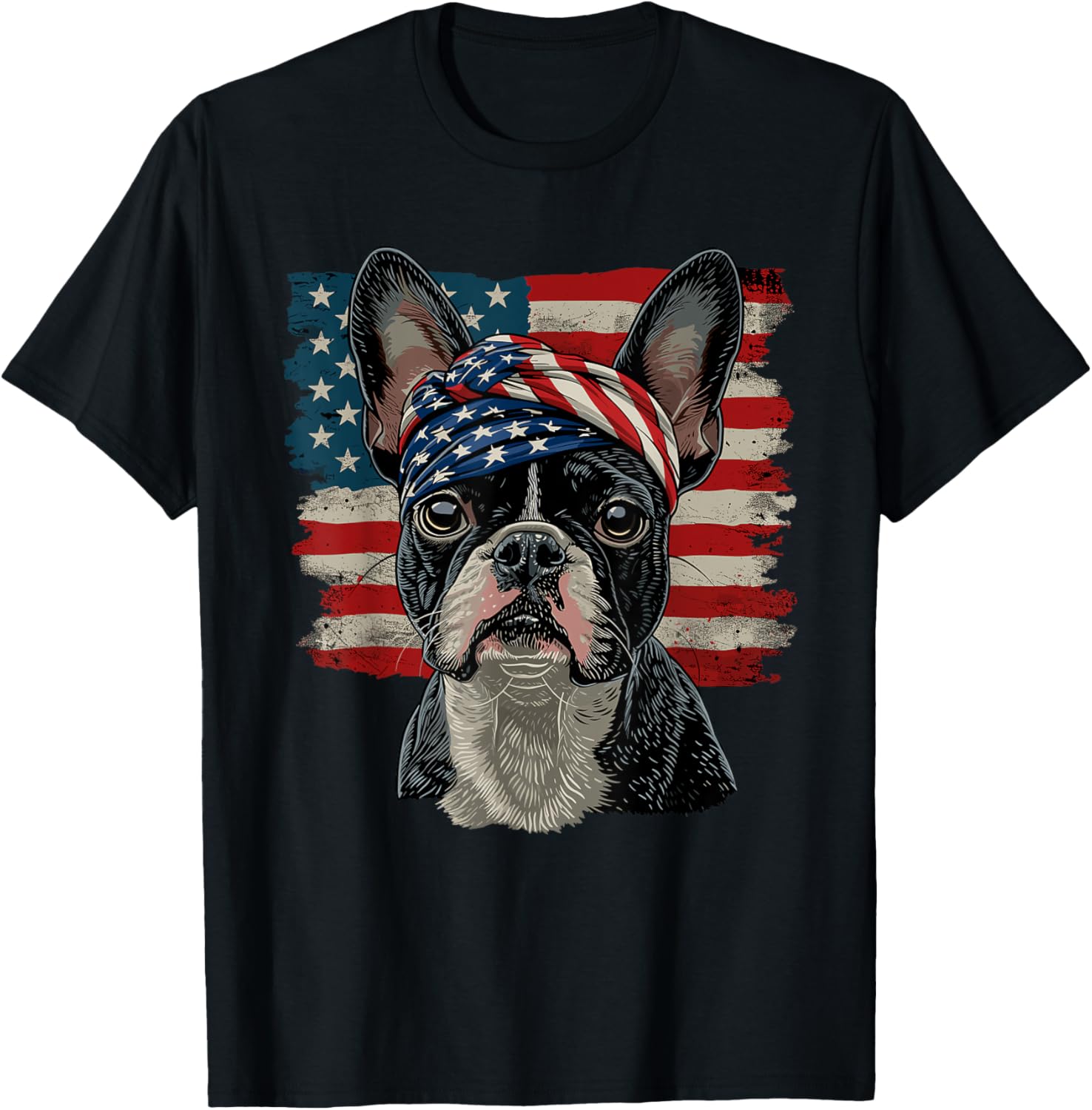Boston Terrier Patriotic 4Th Of July Usa American Flag
