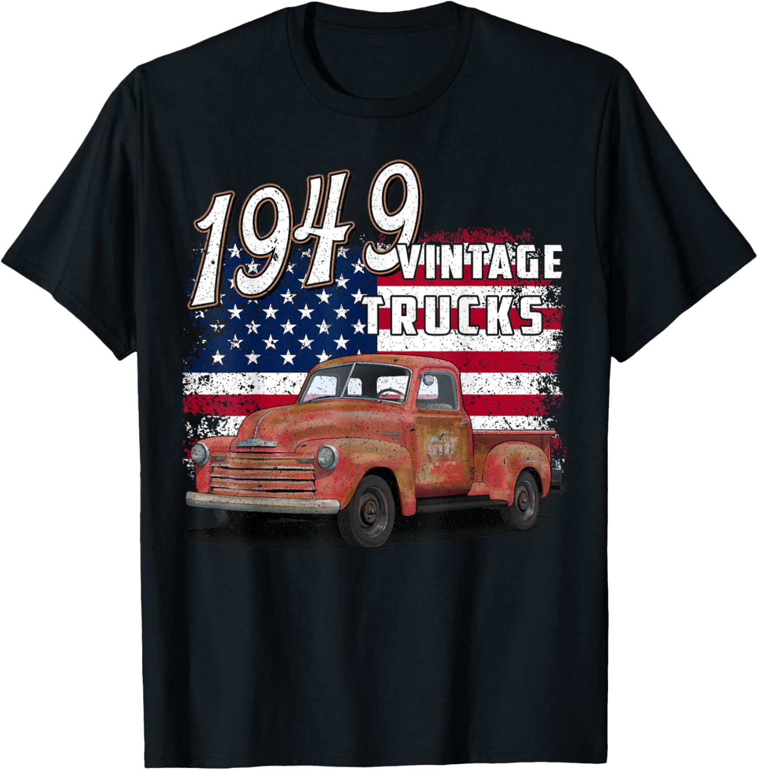 1949 49 Truck Classic Car 1940S Vintage American Flag