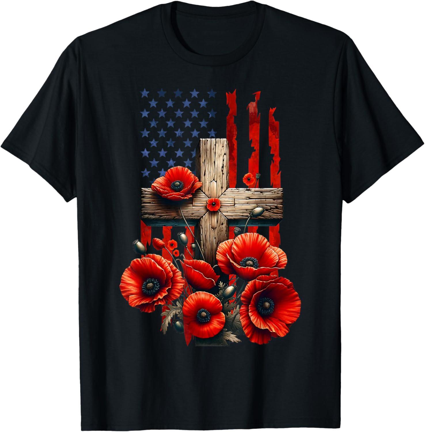 Memorial Day 2025 Veterans Day Cross Red Poppy Usa Flag