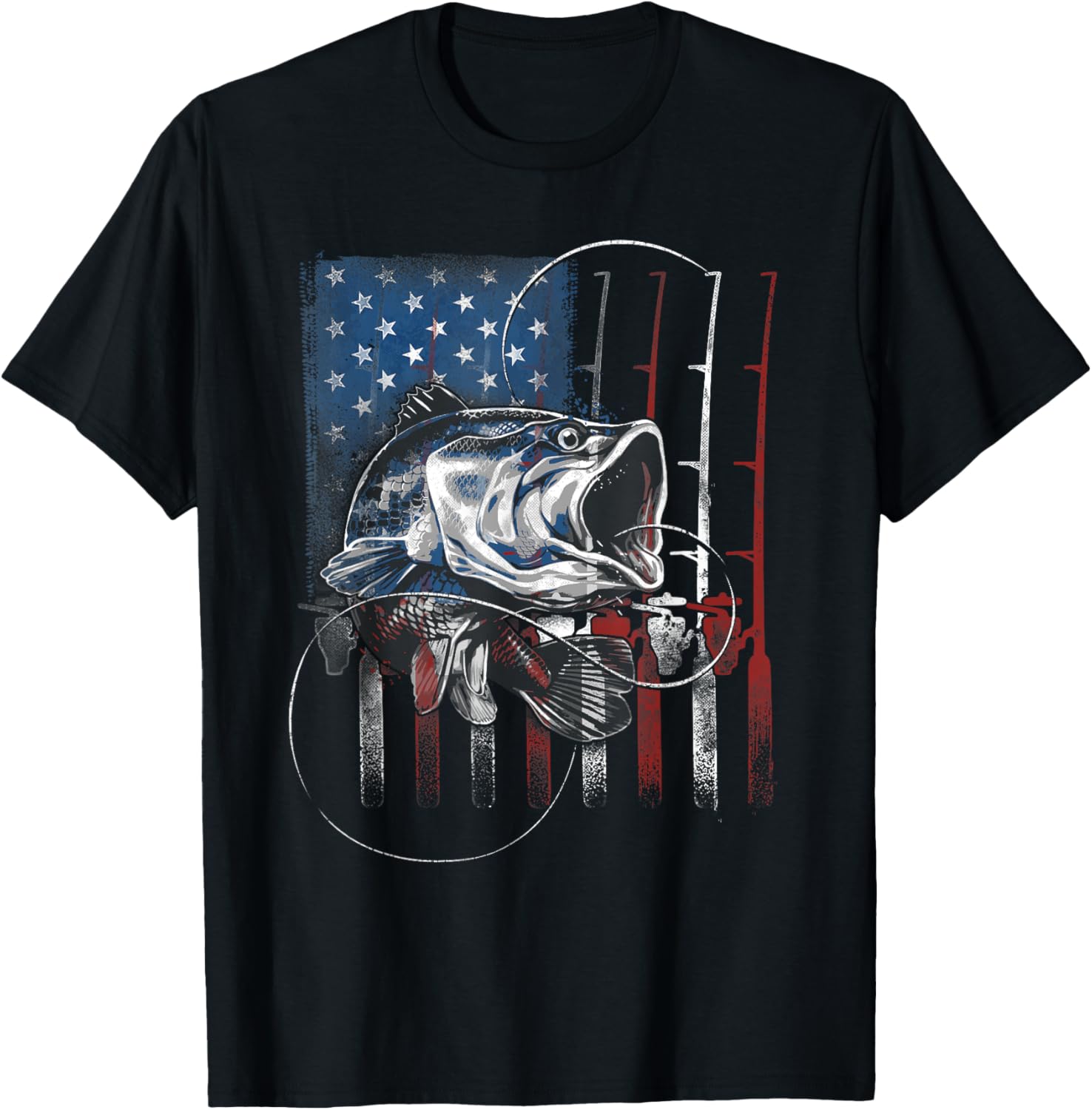 Fishing American Flag Vintage Usa Bass Fisherman Gift