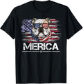 Vintage Bulldog Dog Merica Bulldog Dog Usa Flag Funny