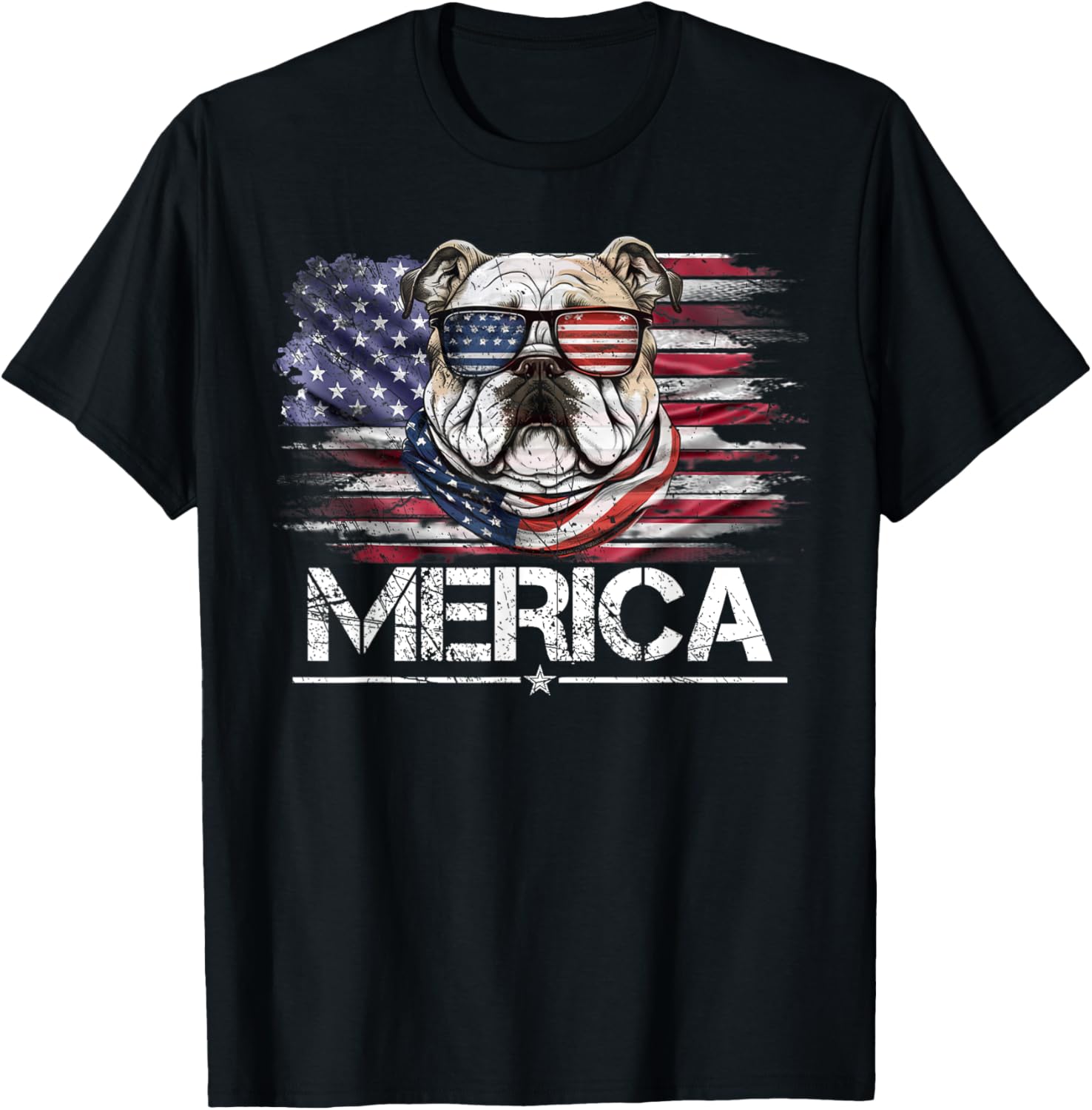 Vintage Bulldog Dog Merica Bulldog Dog Usa Flag Funny