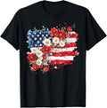 Vintage Flower Red White Blue Us Flag 4Th Of July Merica Usa