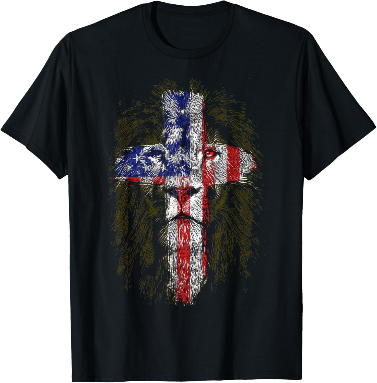 Lion Cross American Flag