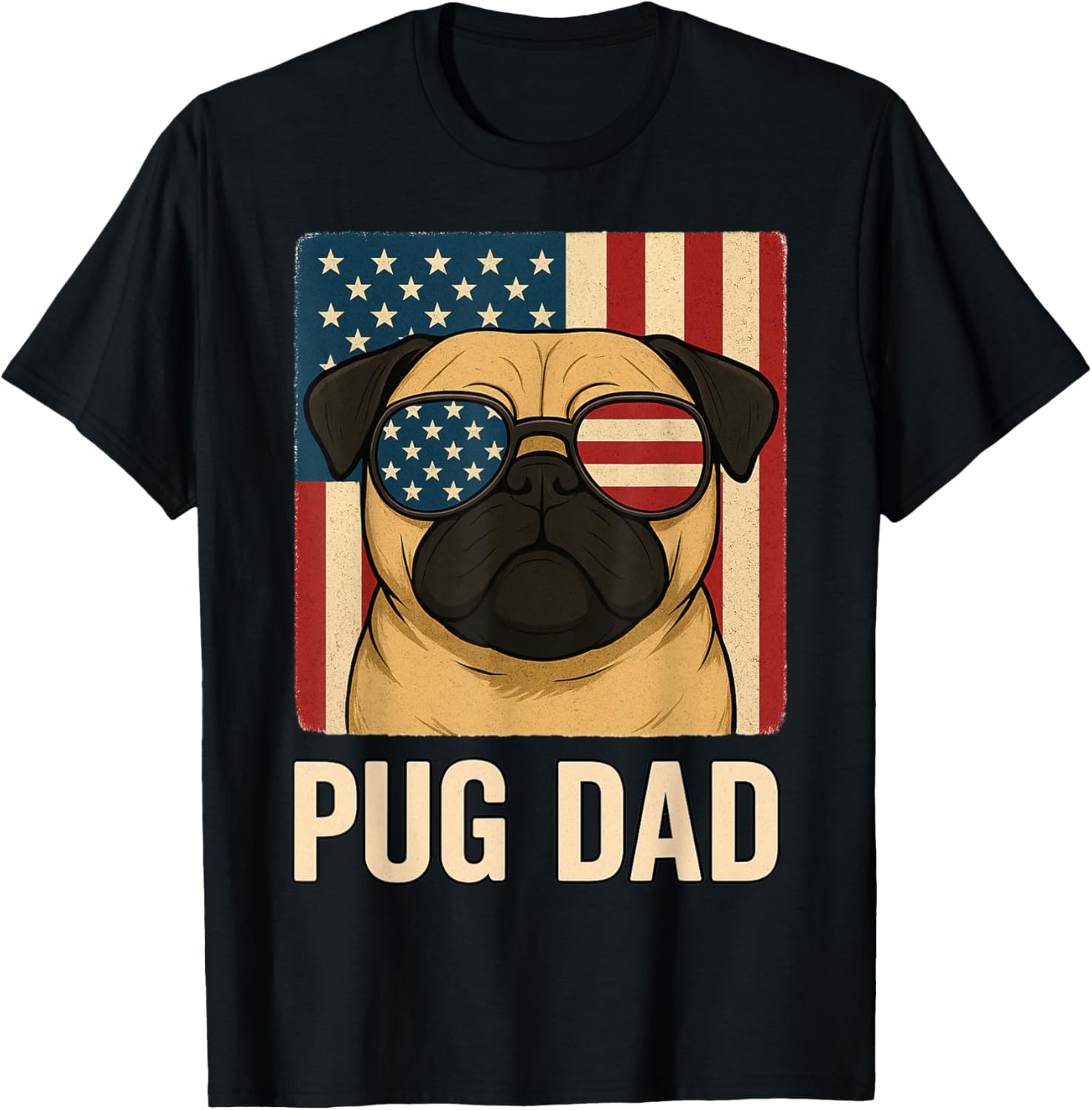 Pug Dad Dog Fathers Day Patriotic Pug Dad Dog Usa Flag