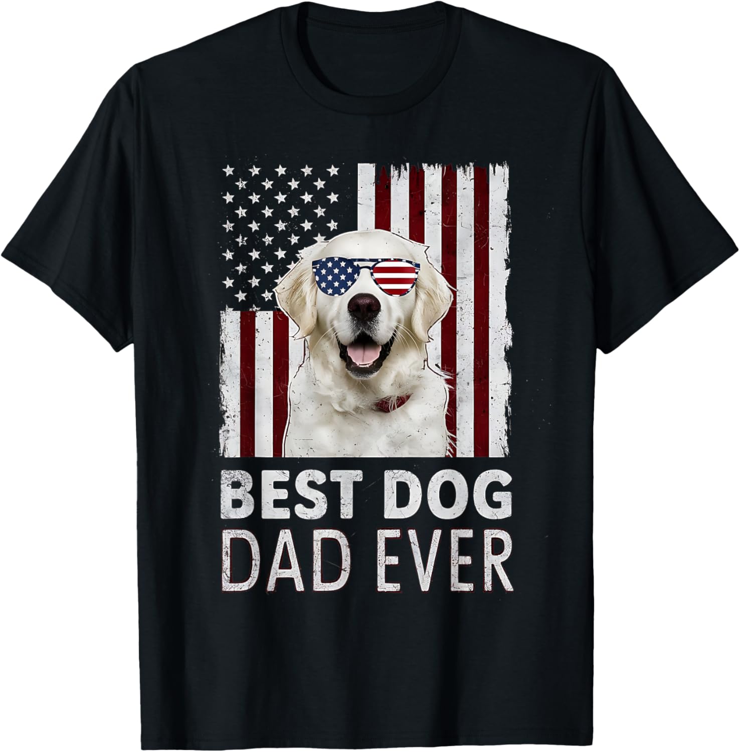 Best Dog Dad Ever Golden Retriever Usa Flag Patriotic Men
