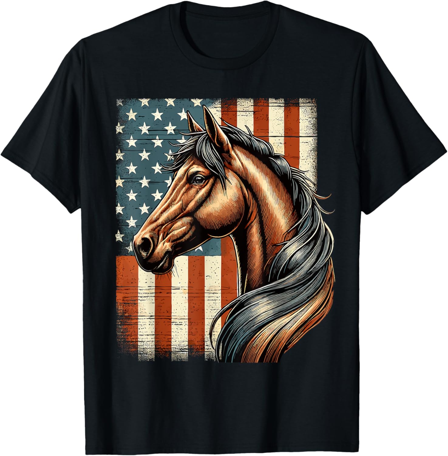 Horse Horseback Riding Western Farm American Flag Patriotic